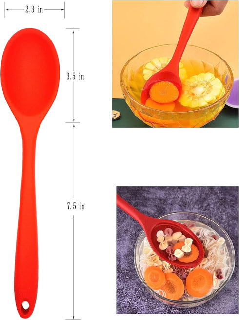 Silicone Kitchen Cooking Utensil Sets Nonstick Cooking Tools Heat Resistant Cookware Red...
