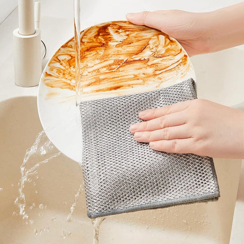 Zero Scratch Steel Wire Dishcloth,Double-layer Steel Wire Cleaning Cloth,for Washing Dishes and Cleaning Kitchen,Wire Dishwashing Rag,Non-Scratch ...