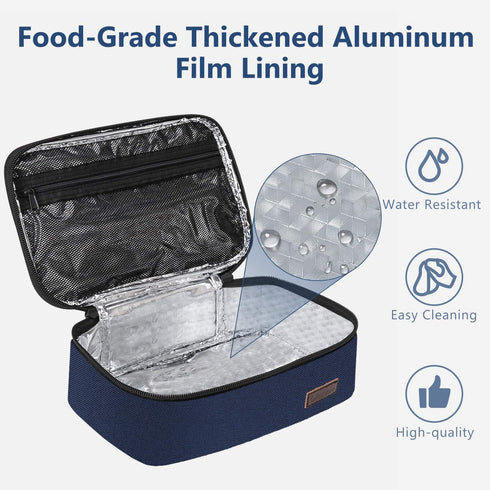 Gloppie Mini Lunchbox Small Lunch Bag for Men Women Insulated Lunch Box Thermal Lunch Boxes Adult Portable Cooler Bags Reusable Snack Bag, Blue...