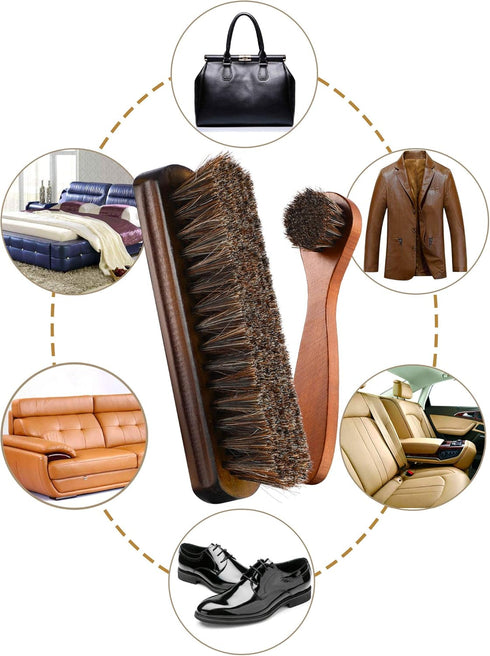 Youngjoy 6 Pieces Horsehair Shine Shoes Brush Kit Polish Dauber Applicators (B)...