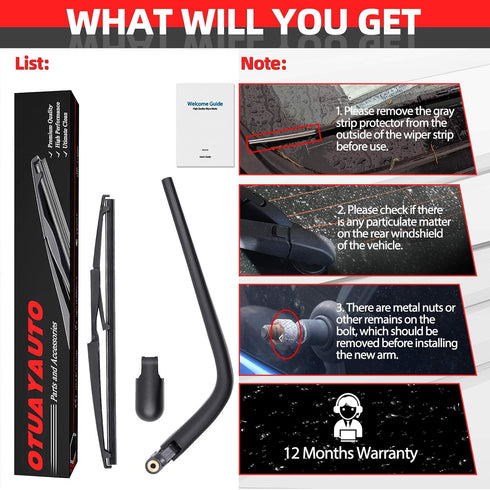 Replacement For SCION XB 2004-2006, Rear Windshield Wiper Back Arm Blade Set - OTUAYAUTO Factory OEM Style...