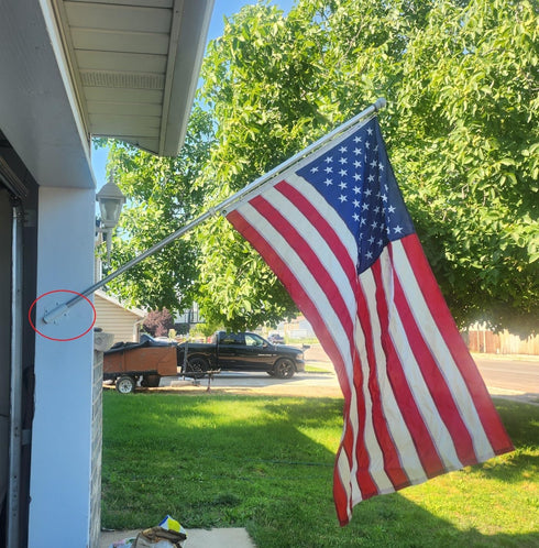 Side Mount Flag Pole Holder, Flag Bracket, Allows The Display of 1" flagpoles on to The Sides of doorways, White Powder Coated Steel, Side Mount W...