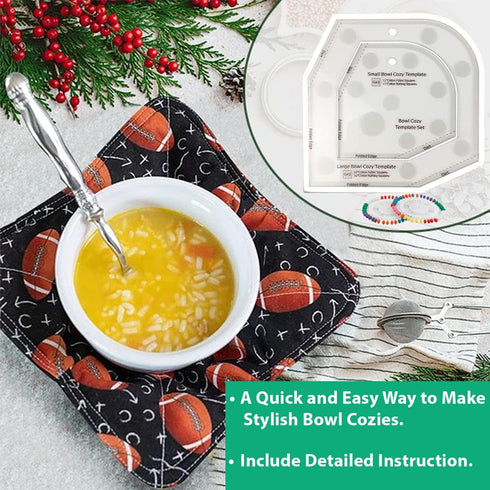 365Home Bowl Cozy Template 3 Sizes, Bowl Cozy Pattern Template Cutting Ruler Set with 40 Pcs of Sewing Pin and Manual Instruction...