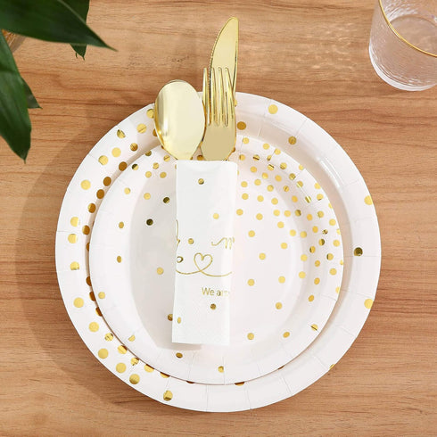 Gexolenu Mr & Mrs Wedding Cocktail Napkins Gold Foil, Dessert Disposable Beverage Paper Napkins for Wedding Shower Party Decorations and table dec...