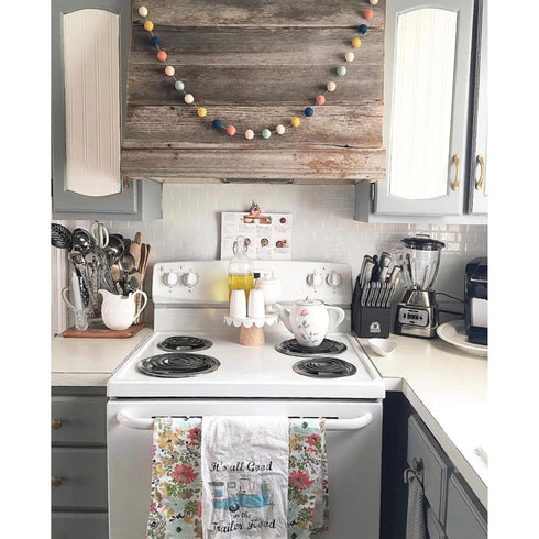 "Arizona" Handmade Wool Felt Ball Garland by Sheep Farm Felt- Coral, Mint, Navy, Mustard, Peach & Cream Felt Ball Garland, Pom Pom Garland. 1 inch...