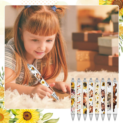 8 Pcs Ballpoint Pens for Women and Girls 1.00 mm Cute Writing Pens Black Ink Fancy Pens Fine Point Smooth Writing Pens for Journaling, Aesthetic S...