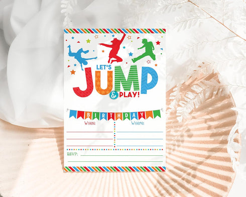 Your Main Event Prints Boy Bounce House Birthday Invitation - Trampoline Jump Birthday Invite - Trampoline Birthday Party - 20 Fill-In Invitations...