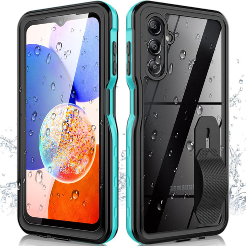 for Samsung Galaxy A14 5G Phone Case, Waterproof Case with Built-in Screen Protector & Cell Phone Ring Holder, Full Body Shockproof Rugged Heavy D...