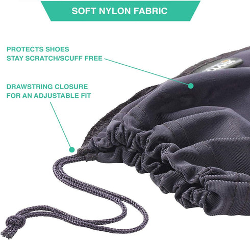 Lewis N. Clark Nylon Drawstring Travel Shoe Bags + Covers for Women & Men, Charcoal/Black, 1 Pack (2 Pairs)...