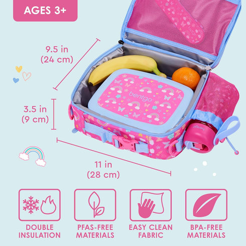 Bentgo Kids Lunch Bag - Double-Insulated, Reusable Lunch Bag for Kids 3+ with Adjustable Strap; Holds Lunch Box/Water Bottle/Snacks; Easy-Clean, W...