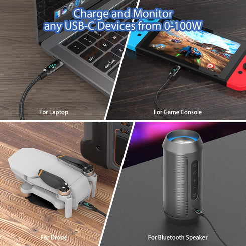 SOOPII 100W 6.6ft USB C to USB C Cable Fast Charge, Nylon Braided Cable with LED Display for lPhone 15/15 Pro/15 Plus/15 Pro Max,lPad Air,MacBook ...