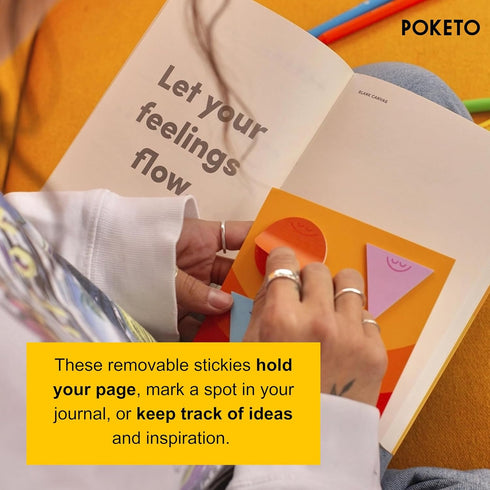 Poketo x Headspace Sticky Notes - 4 Shapes and Colors for Mental Notes and Reminders, Stocking Stuffers for Teens, Art Supplies, Teacher Gifts, Ho...