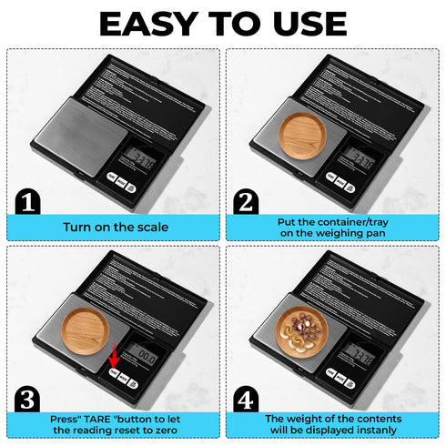 Digital Pocket Scale, 0.01gX150g,Electronic Smart Weigh Scale,Portable, Small Jewelry Scale Grams and Ounces,Mini Scale with LCD Display,Tare, Bla...