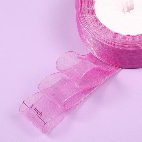 6 Rolls Sheer Chiffon Ribbon Organza Satin Ribbon Transparent Chiffon Ribbon for Wrapping Decorating Valentine's Day Wedding Birthday Bouquet Garl...
