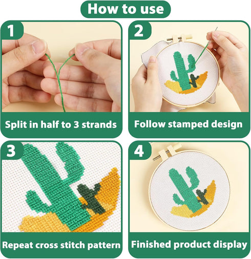 6PCS Cross Stitch Kits for Beginners DIY Embroidery Kit for Kids Adults Boho Cross Stitch Kits Christmas Birthday Gift Abstract Landscape Needlepo...