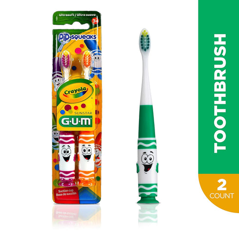 GUM Crayola Kids' Pip-Squeaks Toothbrush, Ultra Soft, 2 Count...