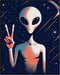 Posterizer 1 pcs-alien creature with peace sign-Abstract & Modern Art-Fantasy & Fiction Art-Gift for movie lovers-Gift for book lovers- UNFRAMED W...