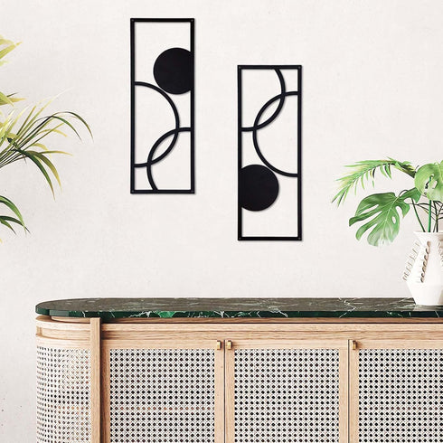 TYLCC Black Wall Decor Metal Wall Art Decor Minimalist Abstract Wall Art Wrought Iron Hanging for Bedroom Living Room Wall Decor - 2 Pcs (Simple-1...