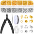 1200Pcs Crimp Beads Supplies for Jewelry Making, Including Crimp covers, Crimp Tubes, Bracelet Clasps and Closures, Crimp Ends, Jump Rings, Crimpi...