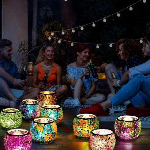 Scented Candle Holder Mosaic Glass Tea Light Holder,Handmade Romantic Glass Tealight Candle Holder for Aromatherapy,Party Décor(NO Candles),Also U...