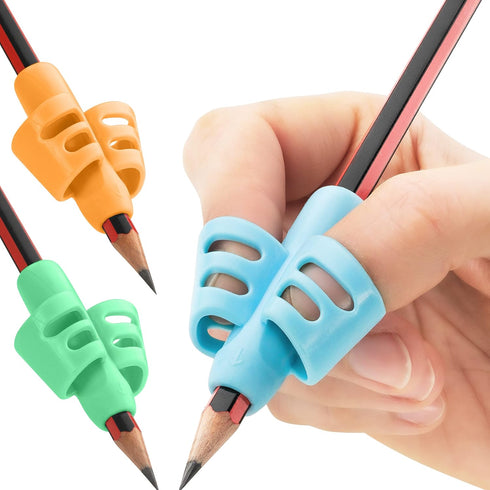 Stylo Pack of 3 Pencil Grips for Kids Handwriting Perfect Pencil Holders for Kids Home Schooling and Preschool Writing Tools for Kids Assorted Pen...