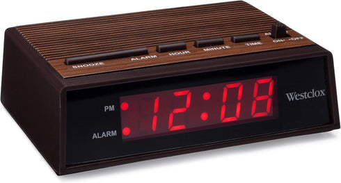Westclox Retro Wood Style Easy To Read Super Bright Small Night Table Ascending Alarm Clock 22690....