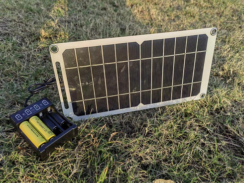 HUYINGC Solar Power Charger with 6 Watt Portable Solar Panel for 1.2V AA & AAA Ni-MH Ni-CD Household Rechargeable Batteries, and with 5V USB Outpu...