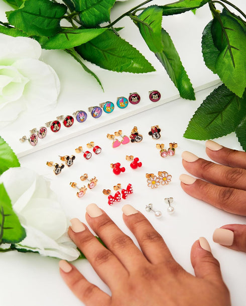 Disney Girls Mickey, Minnie Mouse & Friends Stud Earrings Pack 16 Pairs - Officially Licensed Disney Earrings for Girls...