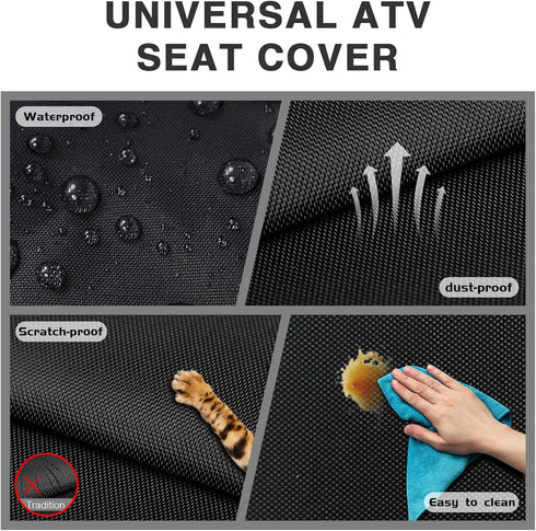 ATV Seat Cover Waterproof 420D Polyester Oxford, Compatible with Most ATV for Sportsman, Rancher, Foreman, Scrambler, Black...