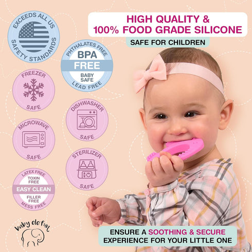 Cute Valentines Day Baby Gift - Baby Elefun Teething Toys for Babies Age 0 to 6 Months - 5X Pain Relief Smart Teether, Zero Developmental Delay Pi...