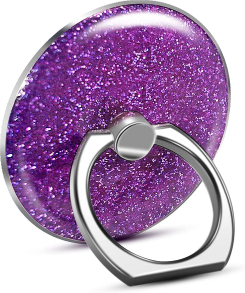 Bling Glitter Phone Grip, Round Cell Phone Ring Holder Stand Purple for Women Girls, Compatible with Smartphone, Tablet, E-Reader, Etc (PU)......