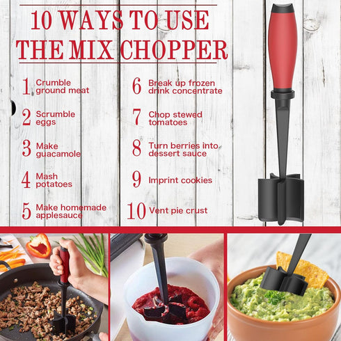 Meat Chopper, 5 Curve Blades Ground Beef Masher, Heat Resistant Meat Masher Tool for Hamburger Meat, Ground Beef, Turkey and More, Nylon Hamburger...