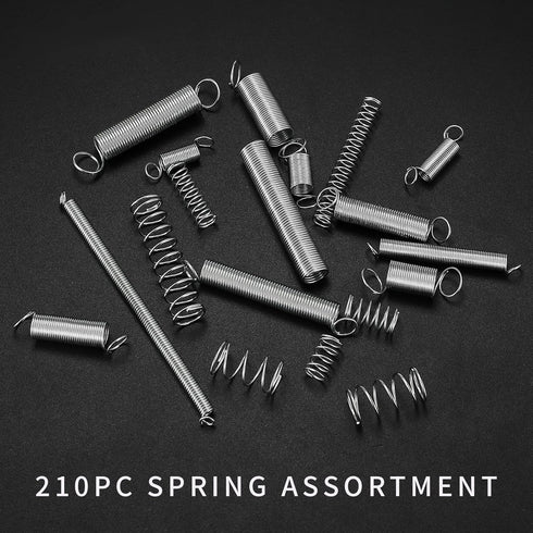 210 Pcs Spring Assortment Kit, Compression and Extension Springs, Zinc Plated Steel Wire Springs Repair Set for Home Repairs Tool, 20 Kinds Sizes...