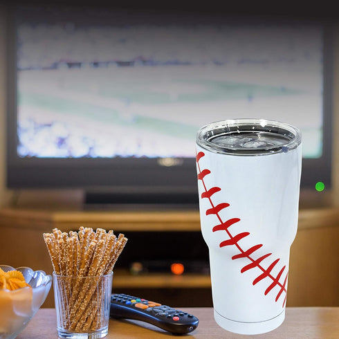 Urbanifi Baseball Tumbler 30 oz Cup with Straw, Lid, and Cleaner Gift for Mom Men Sports Travel Coffee Mug, Stainless Steel, Insulated, Powder Coa...