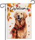 Golden Retriever Fall Dog Garden Flag for Outside Welcome Garden Flags Thanksgiving 12x18 Double Sided Front Yard Small Flag Burlap Vertical Outsi...
