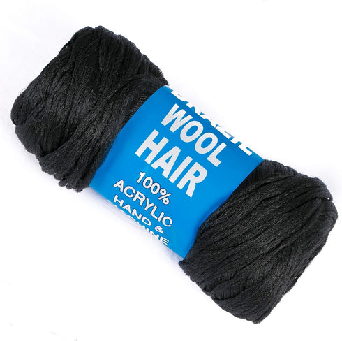5Roll Brazilian Yarn Wool Hair Arylic Yarn for Hair Crochet Braid Twist Warps Black Color...