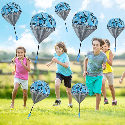 10 Pcs Parachute Toy, Camo Blue Parachute Men Toy Tangle Free Throwing Hand Throw Outdoor Flying Gifts Paratrooper Toy No Battery nor Assembly Req...
