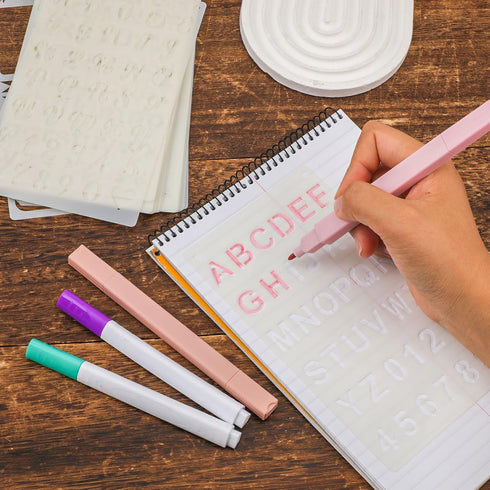 24pcs Calligraphy Stencil Kit, Various Shapes Letters Numbers Patterns Common Symbols Graphics Templates Reusable Painting Stencils for Wall Chalk...