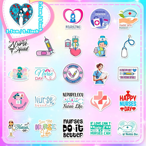 Nurses Day Stickers Nurses Day Label Stickers for Water Bottles Nurses' Day Theme Decals Waterproof Stickers Cards Envelopes Seals Cookies Box and...