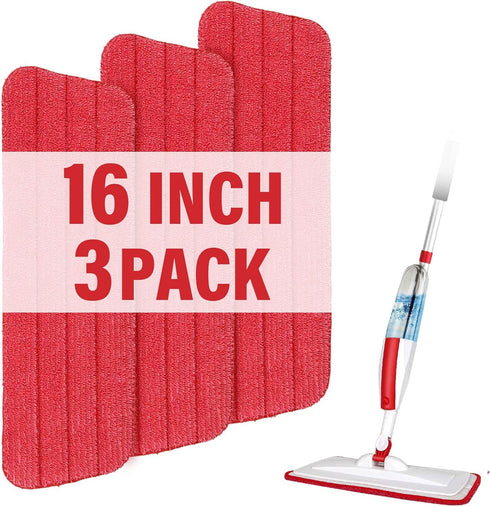 16.5 inch Mop Pads Refills, 3 Pack Microfiber Reusable Replacement Mop Pads Flat Replacements Heads for Wet Or Dry Floor Cleaning and Scrubbing, R...