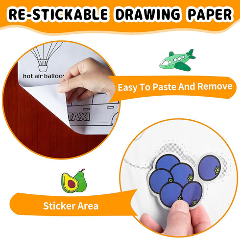 2 PCS Drawing Roll for Kids, Sticky Coloring Paper Graffiti Rolls Doodle Scroll DIY Painting with Stickers for Toddlers Boys Girls 3 4 5 Education...