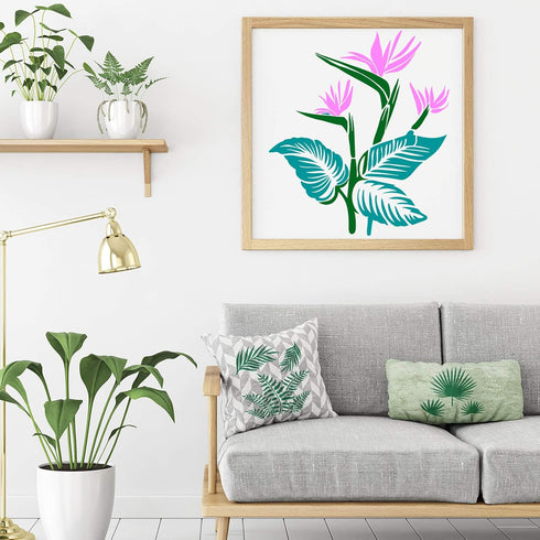 9 Pieces Reusable Painting Stencil Tropical Stencil Plastic Paint Stencils Summer Pattern Drawing Templates Stencils Reusable Craft for Painting(L...