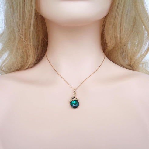 Navachi 18k Gold Plated Water Drop Crystal Multicolor Zircon Snake Pendant Necklace 16"+2"...