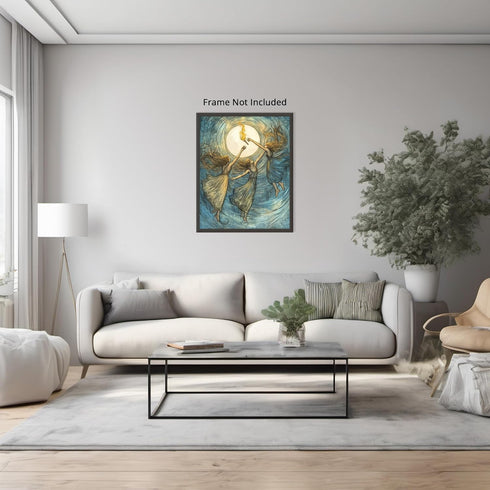 Posterizer 1 pcs-three spectral figures soaring across a mystical sky 1-Fantasy & Fiction Art Gift for Art Lovers Living Room Bedroom Decor- unfra...