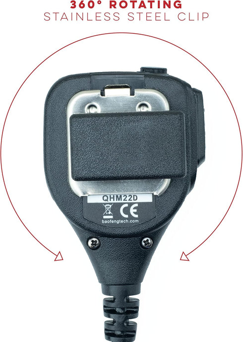 BTECH QHM22D Dual Push-to-Talk (PTT) Speaker Mic, Platinum Series IP54 Rainproof Shoulder Mic for BaoFeng, BTECH, Kenwood Radios...