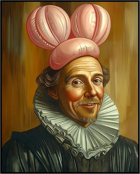 Posterizer 1 pcs-funny humourous William Shakespeare with balloon ears 1-Comedy Art-Gift for Art Lovers-Living Room Bedroom Decor- unframed wall a...