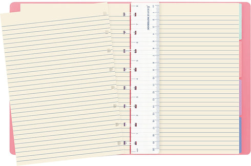 FILOFAX Refillable Pastel Notebook, A5 (8.25" x 5") Rose - 112 Cream moveable pages - Index, pocket and page marker (B115053U)...