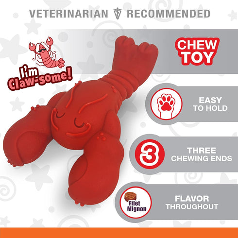 Nylabone Lobster Dog Toy Power Chew – Cute Dog Toys for Aggressive Chewers – with a Funny Twist! Filet Mignon Flavor, X-Large/Souper...