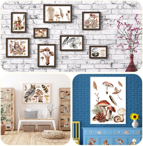 BBTO 12 Sheets Rub on Transfers for Crafts and Furniture Rub on Transfer Stickers Rub on Decals for Wood DIY Paper Home Decor, 5.5 x 5.7 Inch(Mush...