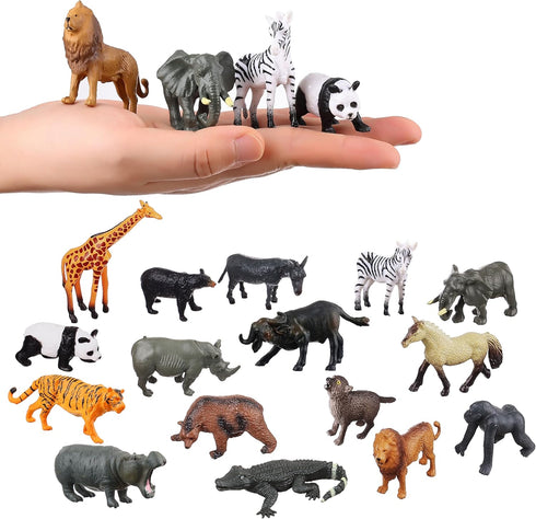 Flormoon 16Pcs Mini Animals Figures, Realistic Wild Animals Toys for Cupcake Toppers, Learning Educational Toys, Birthday Party Favors Gift for Ki...